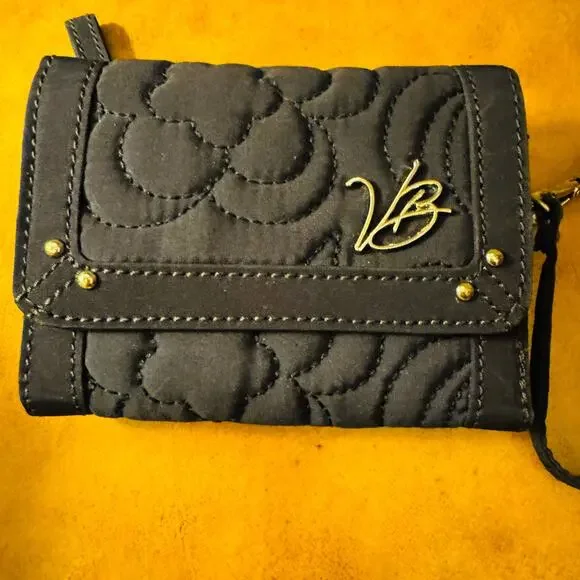 Vera Bradley Navy Quilted Flap Trifold Wallet Wristlet - Picture 3 of 10